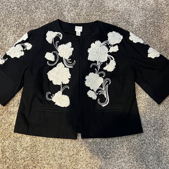 BEAUTIFUL CHICOS BLACK EMBROIDERED AND BEADED JACKET - Picture 1 of 4